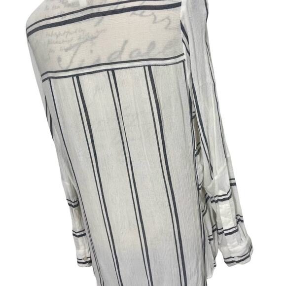 Two by Vince Camuto Women's Striped Tunic Long Sleeve Semi-Sheer Boho Top-Medium - Picture 3 of 9